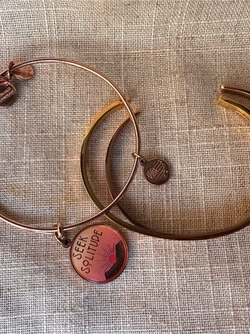 Alex & Ani and MantraBand Rose Gold Stack Bracelet Bundle Set (3)
